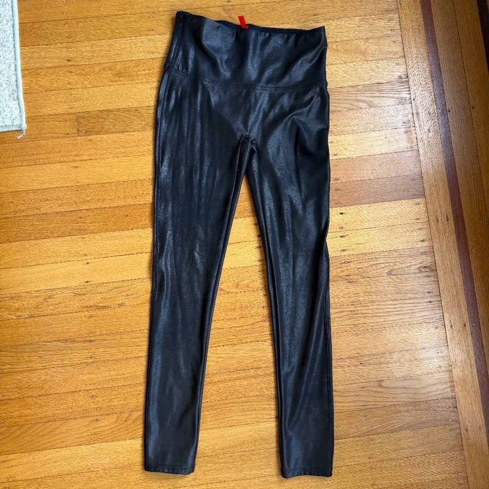 Black SPANXshape™ Faux Leather Leggings SPANX Petite Medium
